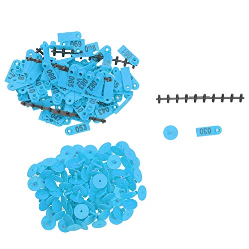 FRELEAN nummerierte Ohrhörer -Etiketten für Schafziegen Liveanimals Langable TPU Kunststoff Kupfermaterial 50x18mm 100 Stück Farm Tier Identifikation Tracking -Geräte (Blue) von FRELEAN