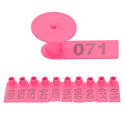 FRELEAN nummerierte Ohrhörer -Etiketten für Schafziegen Liveanimals Langable TPU Kunststoff Kupfermaterial 50x18mm 100 Stück Farm Tier Identifikation Tracking -Geräte (Rose pink) von FRELEAN