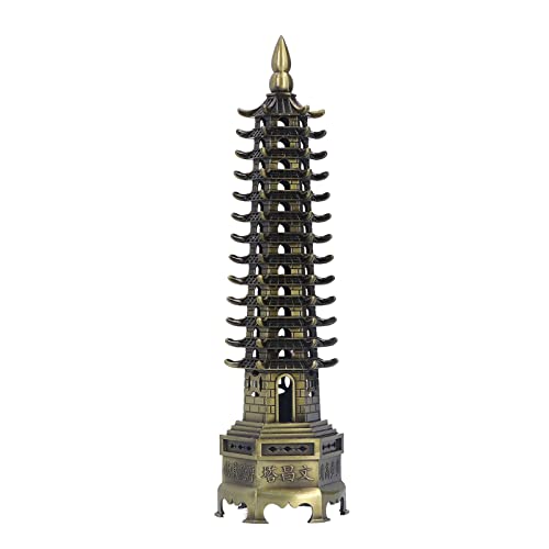 Feng Shui Tower Model 13 Floors - Retro Style Alloy Office Decor for Home/Desk/Bar | Knowledge & Peace Symbol, Present for Friends & Family, Bronze Desktop Ornament von FRELEAN