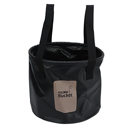 Foldable Camping Bucket 10L | Food Grade PVC Mesh with Reinforced Rope | Compact Water Bucket for Travel/Hiking/Picnic | Leakproof & Portable Design (Black) von FRELEAN