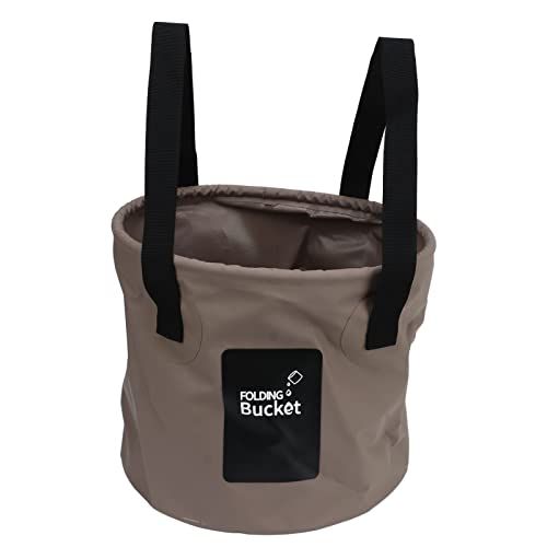 Foldable Camping Bucket 10L | Food Grade PVC Mesh with Reinforced Rope | Compact Water Bucket for Travel/Hiking/Picnic | Leakproof & Portable Design (Sand) von FRELEAN