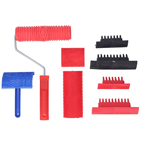 Gummi Holz Muster Roller Tool Kit | 9 Schablonen für tun -es -es -es -selbstwände/böden/möbel | Handheld Textur-Design Rolle zum Malen von Dekoration Gummi Holz Muster Roller Tool Kit | 9 Schablonen für tun -es -es -es -selbstwände/böden/möbel | Handheld Textur-Design Rolle zum Malen von Dekoration von FRELEAN