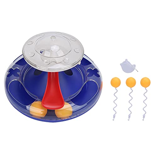 Interaktives Katzenspielzeug mit Food Feeder | 3 - in - 1 Puzzlespielzeug für Innenkatzen | Plattenspieler Leckage Design mit Bällen & Stöcken | Stabiles ABS -Material für Kätzchen (Dark Blue) von FRELEAN