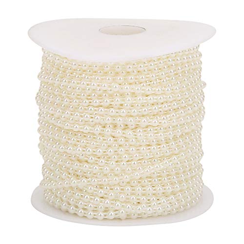 Kunstperlenschnur, 50 m, ABS-Kunststoff, Bastelperlen für Hochzeitssträuße, Brautkleider, Urlaubsdekorationen, 4 mm, halbrunde Kunstperlen mit 2 Drähten, Weiß Kunstperlenschnur, 50 m, ABS-Kunststoff, Bastelperlen für Hochzeitssträuße, Brautkleider, Urlaubsdekorationen, 4 mm, halbrunde Kunstperlen mit 2 Drähten, Weiß von FRELEAN