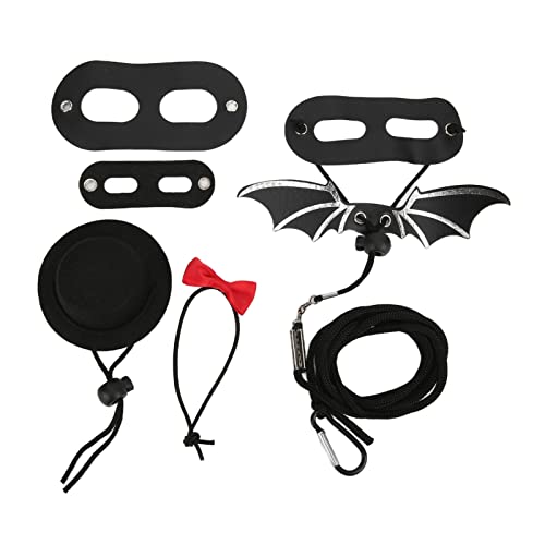 Reptiliengurt und Leine Set | Einstellbare Fledermausflügel -Leine für Eidechsen/kleine Haustiere | Weiches Ledertraktionseil mit Hut & Bowtie | Besondere Anlass / (L 14.4 X 6.5 X 1.6in) von FRELEAN