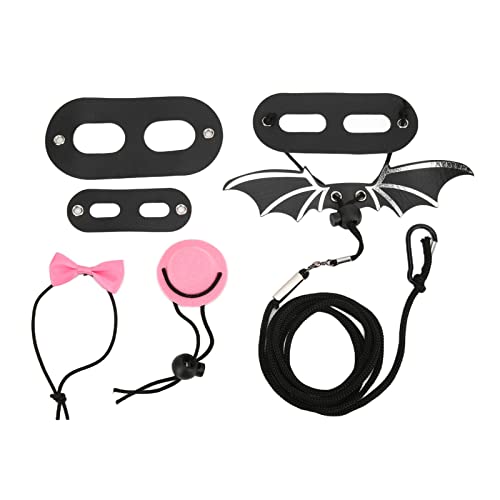 Reptiliengurt und Leine Set | Einstellbare Fledermausflügel -Leine für Eidechsen/kleine Haustiere | Weiches Ledertraktionseil mit Hut & Bowtie | Besondere Anlass / (S 6.9 X 4.9 X 1.6in) von FRELEAN