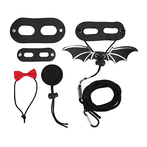 Reptiliengurt und Leine Set | Einstellbare Fledermausflügel -Leine für Eidechsen/kleine Haustiere | Weiches Ledertraktionseil mit Hut & Bowtie | Besondere Anlass / (S 6.9 X 4.9 X 1.6in) von FRELEAN