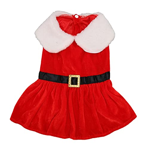 Santa Dog Christmas Dress for Small Dogs & Cats | Breathable Stretchy Pet Winter Clothes with Decorative Belt | Warm Fleece Outfit for Chihuahua Pomeranian (S) von FRELEAN