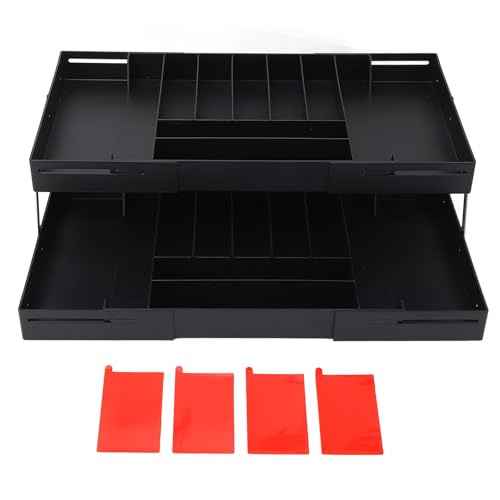 Schublade faltbare Organizer Tablett | Platz sparen Multi -Level -Schreibtisch Organizer | Erweiterbarer Speicher für Küche/Waschtisch/Büro | Stabiler Plastik, leicht zu warten (Black) von FRELEAN