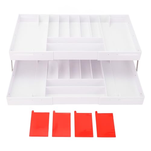 Schublade faltbare Organizer Tablett | Platz sparen Multi -Level -Schreibtisch Organizer | Erweiterbarer Speicher für Küche/Waschtisch/Büro | Stabiler Plastik, leicht zu warten (White) von FRELEAN