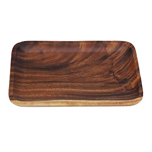 Serviertablett aus Holz, außergewöhnlich nachhaltige Sushi-/Salat-/Dessertschale, vielseitig verwendbar, für Zuhause/Restaurant, authentische Holzmaserung und stabiles Design (25 x 17 x 2 cm) von FRELEAN