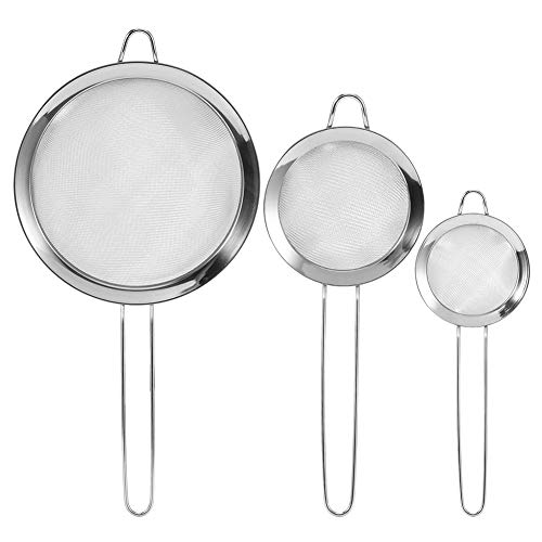 Stainless Steel Mesh Strainer Set of 3 | Fine Flour Sieve/Noodle Skimmer/Food Strainer | Strong Stainproof Kitchen Supplies | Shiny Finish for Quick Maintenance Stainless Steel Mesh Strainer Set of 3 | Fine Flour Sieve/Noodle Skimmer/Food Strainer | Strong Stainproof Kitchen Supplies | Shiny Finish for Quick Maintenance von FRELEAN