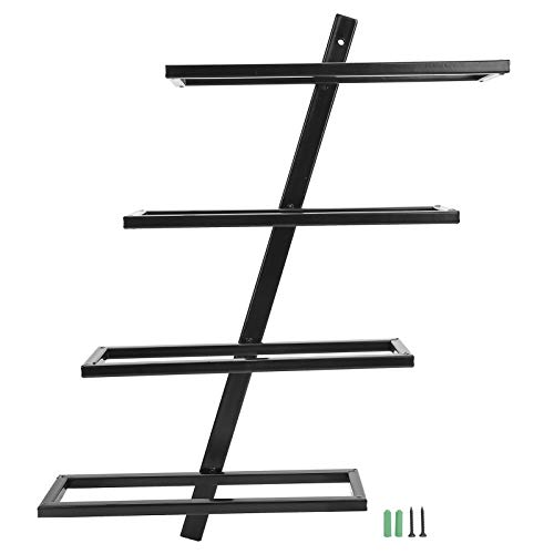 Wandmontiertes Weinregal | 6 - Flaschenabstellregal für Küche/Bar/Wohnzimmer | Black Eisen Weinflaschenhalter für Wohnkultur (4 bottles of slanted Weinregal, schwarz) von FRELEAN