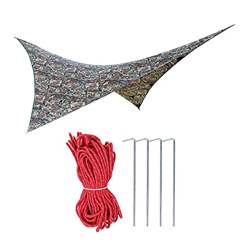 Wetterfeste Hängematte Regenfliege Tarp | 275x275cm tragbarer Schutz mit 4 Einsätzen | Sonnenschutz und wetterfeste Abdeckung für Camping/Wanderung/Rucksack | Leichtes und (Dead Leaves Camouflage) von FRELEAN