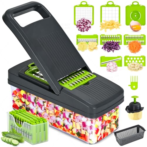 FREMON Gemüseschneider, Multifunktional Mandoline-Pommesschneider & Zwiebelschneider, Edelstahl Vegetable Cutter Chopper, Küchenhelfer ideal als Würfelschneider, Julienneschneider, Kartoffelschneider von FREMON