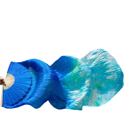 Bauchtanz Fächer 1 Paar/1 Stück Bauchtanz-Schleierfächer aus echter Seide, Bambus, handgefertigt, gefärbt, lange Fächer for Bauchtanz, echte Seidenfächer(14,1pc right hand-150cm) von FREOJGU
