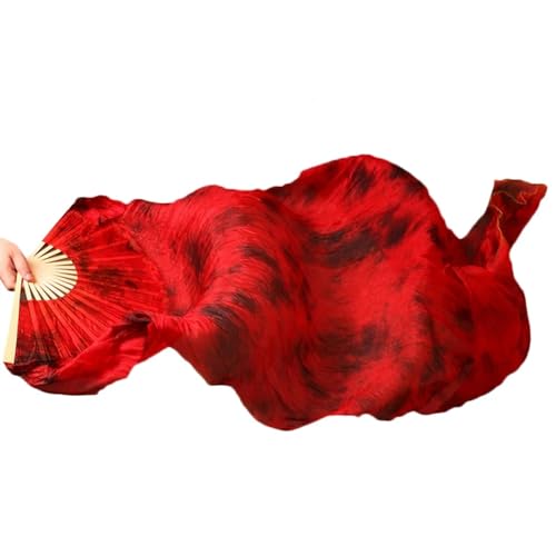 Bauchtanz Fächer 1 Paar Bauchtanz-Schleierfächer aus echter/imitationer Seide, Bambus, handgefertigt, gefärbt, Performance-Bauchtanz-Fächer aus Naturseide(Light Purple,150x90cm Real Silk) von FREOJGU