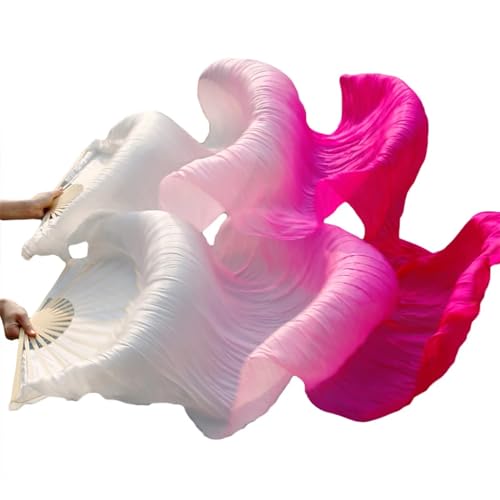 Bauchtanz Fächer Bauchtanz-Fächertanz aus Seide, echte Seidenschleier, links und rechts, Farben auf 180 x 90 cm(Blue,180x90cm Real Silk) von FREOJGU