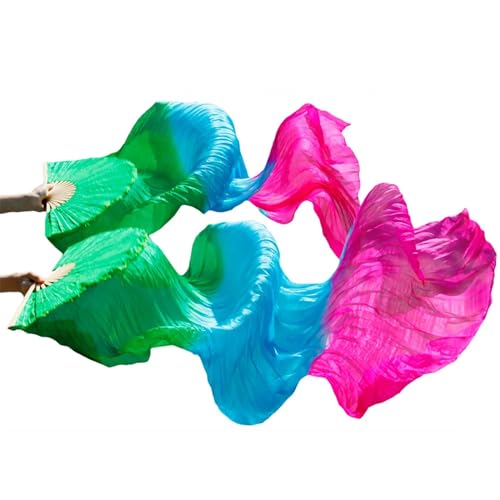 Bauchtanz Fächer Bauchtanz-Fächertanz aus Seide, echte Seidenschleier, links und rechts, Farben auf 180 x 90 cm(Light Purple,120x90cm Real Silk) von FREOJGU