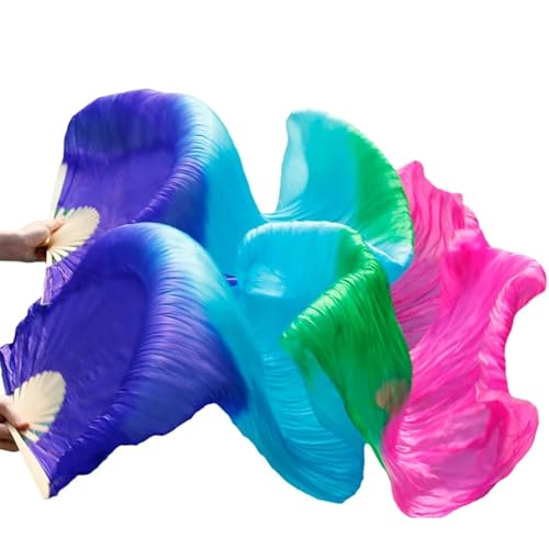Bauchtanz Fächer Bauchtanz-Schleier aus Imitationsseide, Bauchtanz-Fächer, hochwertige chinesische Seidenfächer, Schleier, handgefertigt, Tanzfächer gefärbter Seide(16,Imitationsilk-240x90) von FREOJGU