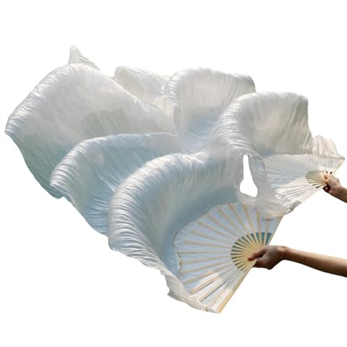 Bauchtanz Fächer Bauchtanz-Schleier aus Imitationsseide, Bauchtanz-Fächer, hochwertige chinesische Seidenfächer, Schleier, handgefertigt, Tanzfächer gefärbter Seide(2,Imitationsilk-180x90) von FREOJGU