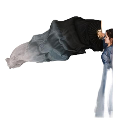 Bauchtanz Fächer Bauchtanz-Seidenschleier, Fächerpaare aus 100% Seide (1L + 1R), leichtes, fließendes Bauchtanz-Kostümzubehör for Musikstudio, Kirche, Lob(Light Green,120cmX90cm-Girl) von FREOJGU