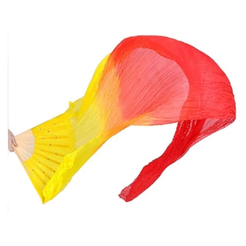Bauchtanz Fächer Bunte handgemachte Frauen Bauchtanz Fans Werkzeug Simulation Seide Bambus lange Schleier Fans for Frauen for Tanzliebhaber(Orange red) von FREOJGU