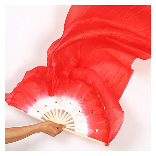 Bauchtanz Fächer Bunte handgemachte Frauen Bauchtanz Fans Werkzeug Simulation Seide Bambus lange Schleier Fans for Frauen for Tanzliebhaber(Red) von FREOJGU