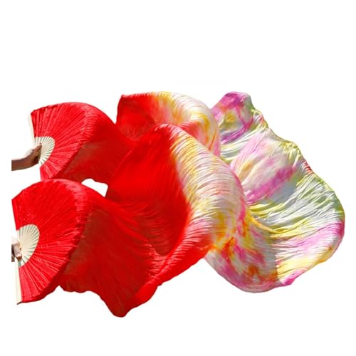 Bauchtanz Fächer Chinesische Seidenschleier-Tanzfächer, Paar Bauchtanzfächer, gemischte Farben(Gold,XXL-280cm-1pair(2pcs) von FREOJGU
