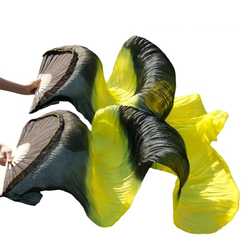 Bauchtanz Fächer Chinesische Seidenschleier-Tanzfächer, Paar Bauchtanzfächer, gemischte Farben(Light Green,S-120cm-1pair(2pcs)) von FREOJGU