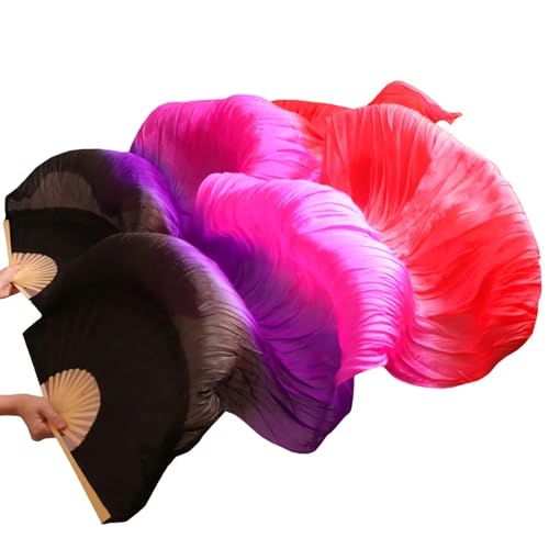 Bauchtanz Fächer Chinesische Seidenschleier-Tanzfächer, Paar Bauchtanzfächer, gemischte Farben(Red,XXL-280cm-1pair(2pcs) von FREOJGU