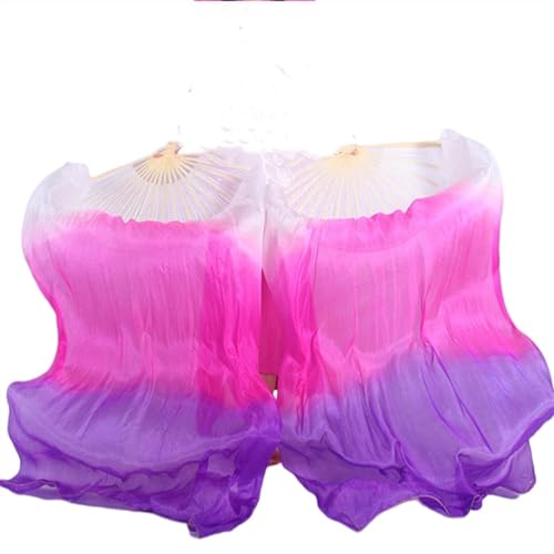 Bauchtanz Fächer Frauen Bauchtanz Seide Bambus lange Fan Veils Requisiten Anbetung Lob Pastell Farben Flag Streamer Erwachsene(Gold,180cm(Hot Size)) von FREOJGU