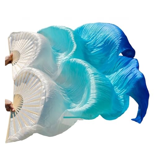 Bauchtanz Fächer Kind Frauen Bauchtanz-Fan 1-Paar-Farbverlauf-Farbdancer-Praxis lange Nachahmung Seidenventilatoren(2,1 pair-180x90cm) von FREOJGU