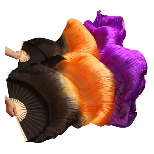Bauchtanz Fächer Kind Frauen Bauchtanz-Fan 1-Paar-Farbverlauf-Farbdancer-Praxis lange Nachahmung Seidenventilatoren(24,1 pair-120x90cm) von FREOJGU