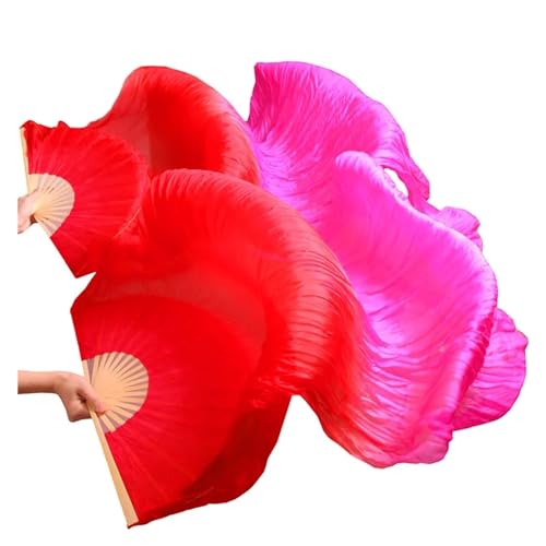 Bauchtanz Fächer Lange Fächer aus echter Seide/Seidenimitation, 1 Paar handgefertigte Bauchtanzfächer gefärbter Seide, Tanz-Requisiten, 180 x 90 cm(Color15,150x90cm Real Silk) von FREOJGU