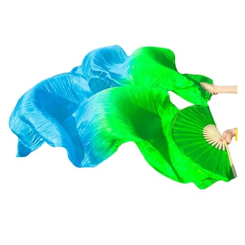 Bauchtanz Fächer Lange Fächer aus echter Seide/Seidenimitation, 1 Paar handgefertigte Bauchtanzfächer gefärbter Seide, Tanz-Requisiten, 180 x 90 cm(Color6,230x90cm Real Silk) von FREOJGU