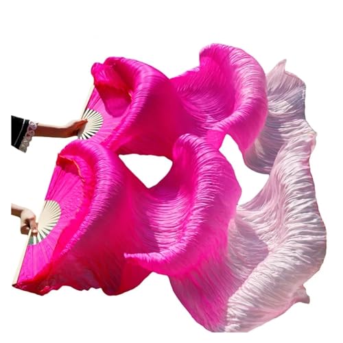 Bauchtanz Fächer Lange Fächer aus echter Seide/Seidenimitation, 1 Paar handgefertigte Bauchtanzfächer gefärbter Seide, Tanz-Requisiten, 180 x 90 cm(Color8,120x90cm Real Silk) von FREOJGU
