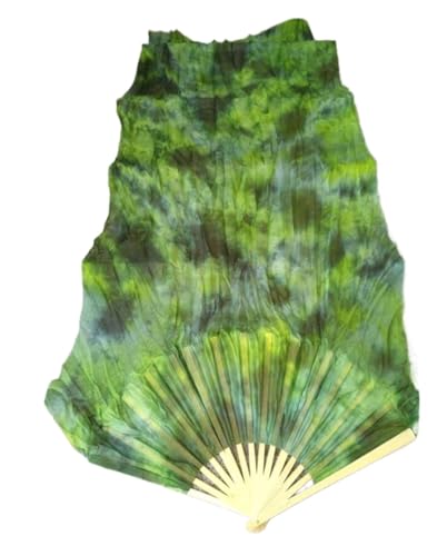 Bauchtanz Fächer Professionelle Bauchtanz-Seiden-Fächerschleier, schwarze Blume, grüner Hintergrund, Bauchtanz, lange Fächer, verschiedene Größen(A,210cm) von FREOJGU