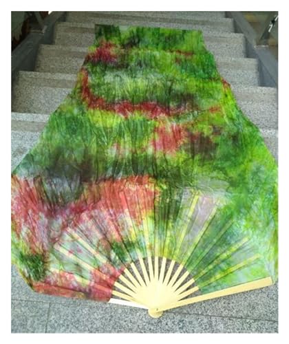 Bauchtanz Fächer Professionelle Bauchtanz-Seiden-Fächerschleier, schwarze Blume, grüner Hintergrund, Bauchtanz, lange Fächer, verschiedene Größen(Sky blue,120cm) von FREOJGU