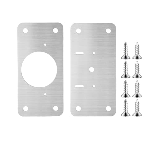 FREOJGU Schranktürscharniere 10/2 Stück Schrankscharnier-Reparaturplatten-Set, Edelstahl-Türscharnier-Montageplatte mit Löchern for Zuhause, Küche, Schrank, Möbel(2Pcs-(1PAIR)) von FREOJGU