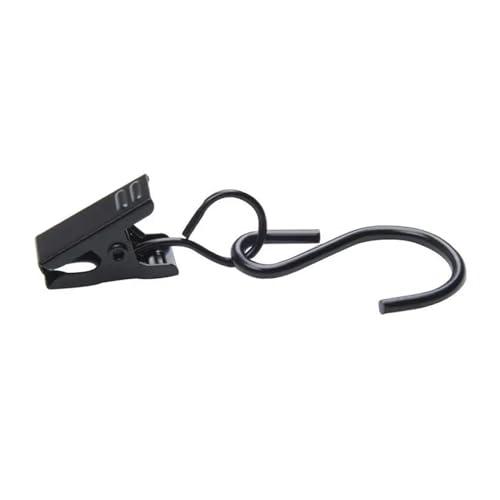 Gardinenhaken 10–50 Stück S-Clip-Kleiderbügel, multifunktionale S-förmige Hängehaken aus Eisen mit Clip for Socken, Hüte, Kochgeschirr, schwarzer Vorhanghakenclip(50PCS) von FREOJGU