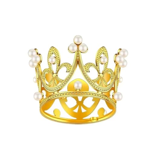 Geburtstag Accessoires 20 Stücke Mini Krone Kuchen Dekoration Perle Tiara Gold Silber Kronen Topper for Haarschmuck Hochzeit Geburtstagsparty(1Pcs-Gold) von FREOJGU