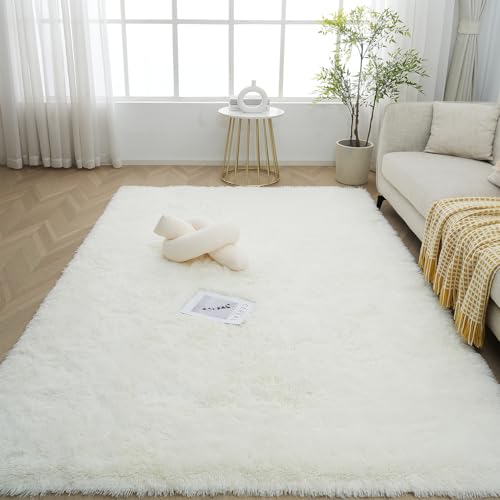 FREOSEN Wohnzimmerteppich, weiß, 160 x 230 cm, Langflor, Schlafzimmerteppich, flauschig, weich, Langflor, für Wohnzimmer, Schlafzimmer oder Sofa FREOSEN Wohnzimmerteppich, weiß, 160 x 230 cm, Langflor, Schlafzimmerteppich, flauschig, weich, Langflor, für Wohnzimmer, Schlafzimmer oder Sofa von FREOSEN