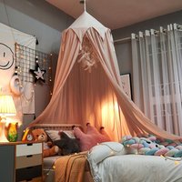 Kinderbetthimmel, Baby-Himmelbett, Kuppelzelt mit Sternengirlande, Dekoration für Kinderzimmer, Rosa von FREOSEN