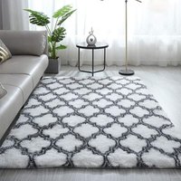 Freosen - Shaggy Wohnzimmerteppich 160x230cm Weiß mit Muster - Nachttisch Langflor Teppich Weicher Teppich für Wohnzimmer Schlafzimmer Sofa von FREOSEN