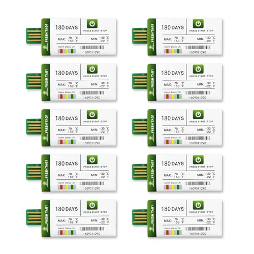 Freshliance USB Temperatur Datenlogger mit 30000 Messwerte, Einweg Temperaturschreiber mit PDF CSV Berichten, hohe Genauigkeit 180 Tage 10 Packung einmalig Kühlkette, Fresh Tag 1 Freshliance USB Temperatur Datenlogger mit 30000 Messwerte, Einweg Temperaturschreiber mit PDF CSV Berichten, hohe Genauigkeit 180 Tage 10 Packung einmalig Kühlkette, Fresh Tag 1 von FRESHLIANCE Focus on fresh and safe life only