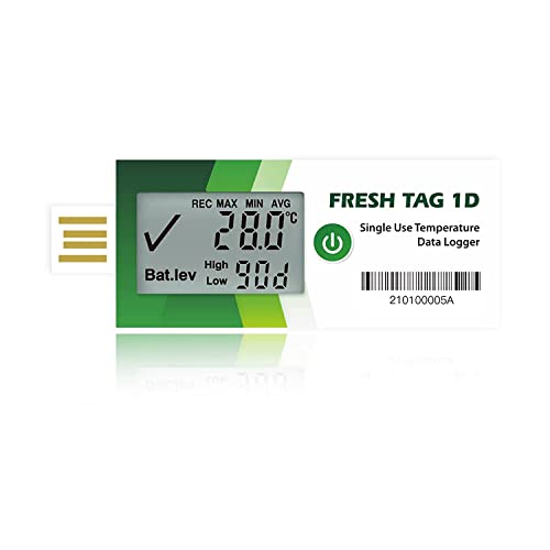 Freshliance Temperatur Datenlogger mit großem LCD-Bildschirm, 30000 Messwerte hohe Genauigkeit Einweg-Temperaturrecorder mit PDF&CSV-Berichte 90 Tage 1 Packung, Fresh Tag 1D Freshliance Temperatur Datenlogger mit großem LCD-Bildschirm, 30000 Messwerte hohe Genauigkeit Einweg-Temperaturrecorder mit PDF&CSV-Berichte 90 Tage 1 Packung, Fresh Tag 1D von FRESHLIANCE Focus on fresh and safe life only
