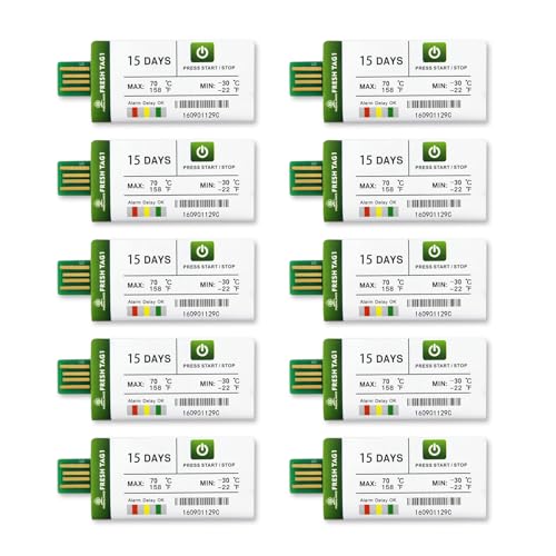 Freshliance USB Temperatur Datenlogger mit 30000 Messwerte, Einweg Temperaturschreiber mit PDF CSV Berichten, hohe Genauigkeit 15 Tage 10 Packung einmalig Kühlkette, Fresh Tag 1 Freshliance USB Temperatur Datenlogger mit 30000 Messwerte, Einweg Temperaturschreiber mit PDF CSV Berichten, hohe Genauigkeit 15 Tage 10 Packung einmalig Kühlkette, Fresh Tag 1 von FRESHLIANCE Focus on fresh and safe life only