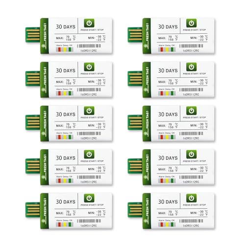 Freshliance USB Temperatur Datenlogger mit 30000 Messwerte, Einweg Temperaturschreiber mit PDF CSV Berichten, hohe Genauigkeit 30 Tage 10 Packung einmalig Kühlkette, Fresh Tag 1 Freshliance USB Temperatur Datenlogger mit 30000 Messwerte, Einweg Temperaturschreiber mit PDF CSV Berichten, hohe Genauigkeit 30 Tage 10 Packung einmalig Kühlkette, Fresh Tag 1 von FRESHLIANCE Focus on fresh and safe life only
