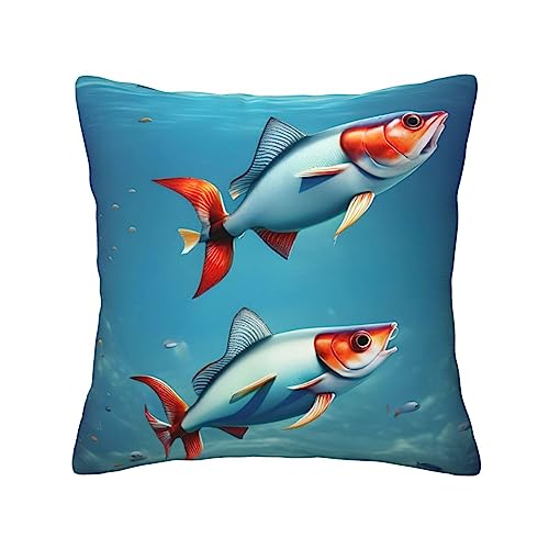 Dekokissen, Motiv: fliegende Fische im Ozean, außergewöhnlich, quadratisch, vielseitig, Sandkunst, dekorative Kissen, Weltall von FRESQA